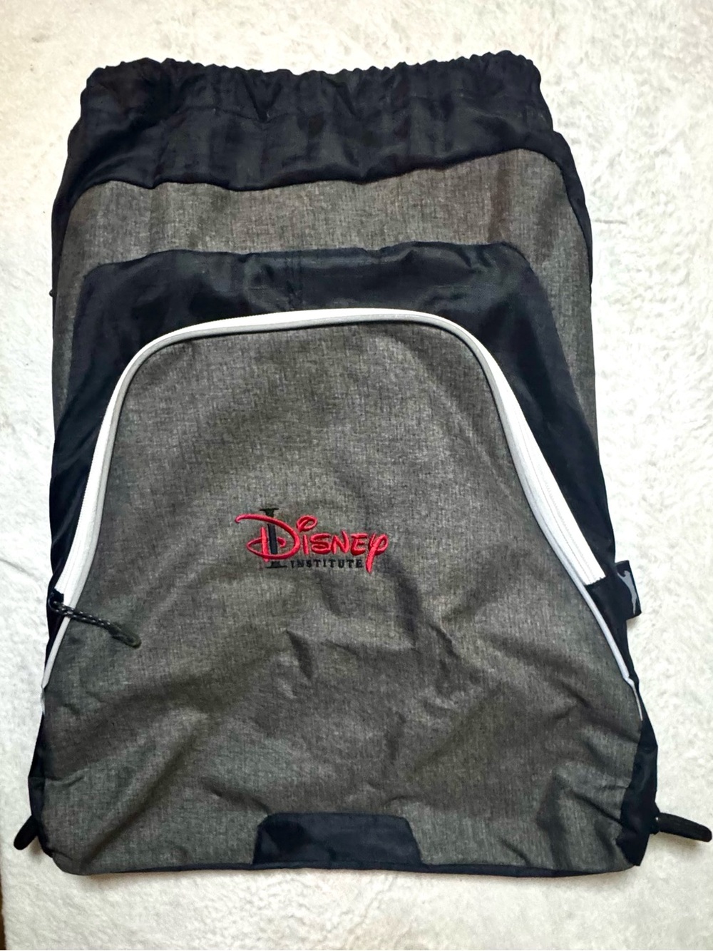 Disney Institute Gray and Black Drawstring Backpack by Puma